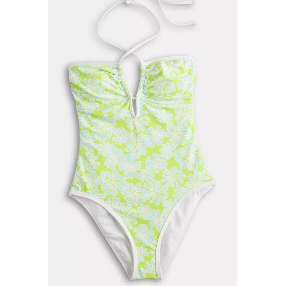 Ninety Nine Halter Top 1 Pc Swimsuit Lime Green Teal Junior's Size XL New W/Tag